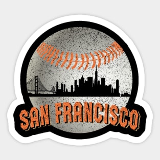 Vintage San Francisco Downtown Skyline Baseball For Game Day Sticker